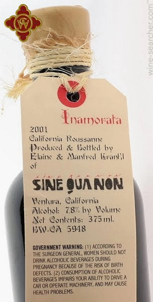 2001 Sine Qua Non Vin de Paille Inamorata Rousanne - 98 pts - OWC 2 x 375ml Wine