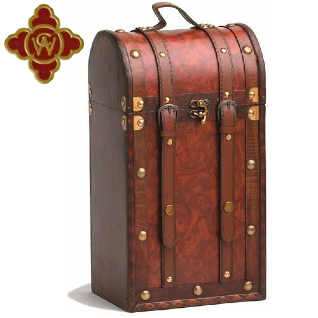 Antique Treasure Chest Six Bottle Wine Carrier wine
