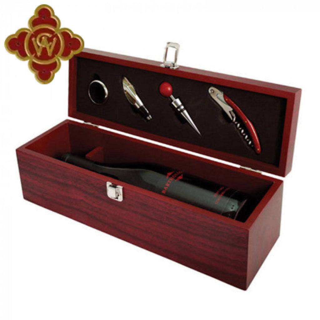 Cherrywood Logo Wine Box with Accessories wine