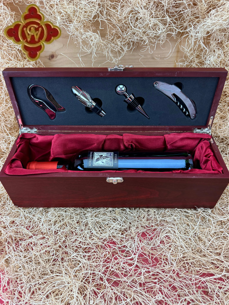 Cherrywood Logo Wine Box with Accessories wine