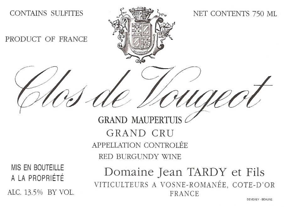 1996 Jean Tardy Clos de Vougeot Burgundy - 750ml